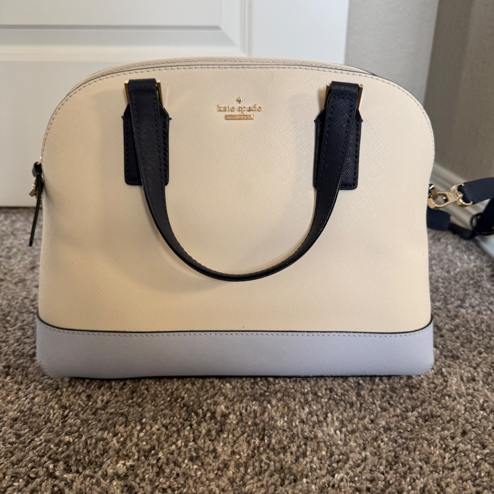 Kate Spade Madison Crossbody Bag - Ivory/Light Blue/Navy Leather - Picture 3 of 5